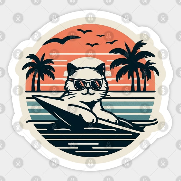 Surfer Cat Sticker by Mad&Happy